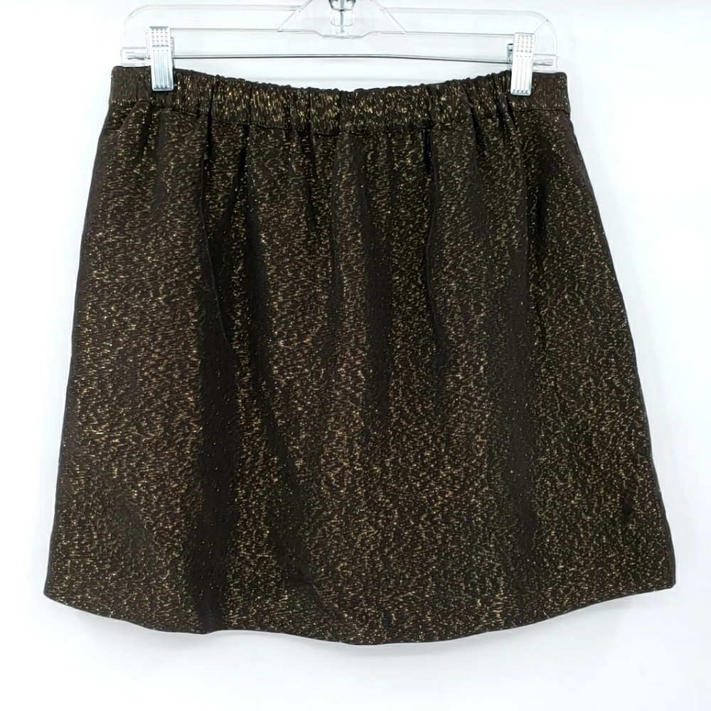 MADEWELL Broadway & Broome Black Gold Metallic Pull on Skirt - Picture 3 of 7